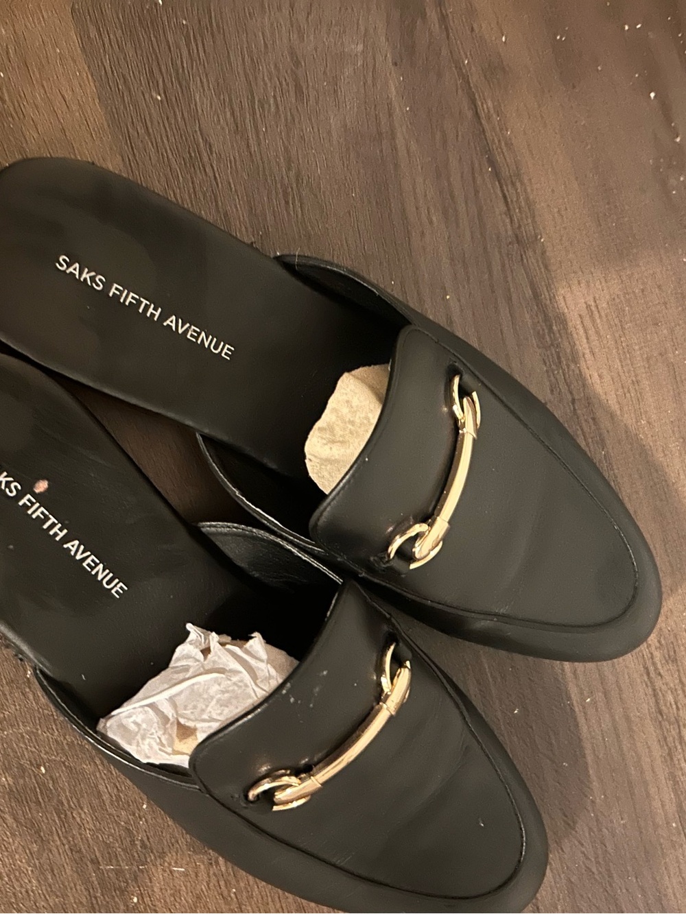 Ford Black Leather Mule with Gold Horsebit Accent
